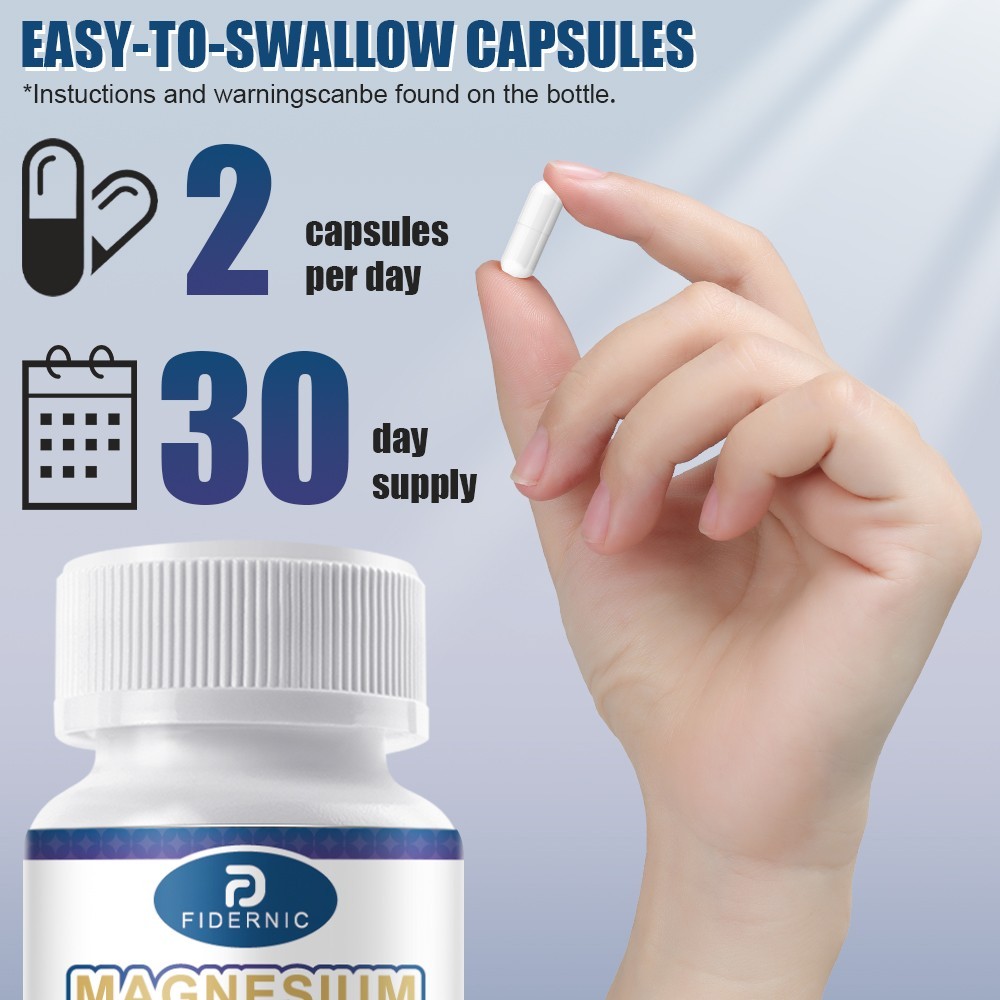 Magnesium Citrate Supplement 60 Capsules, Promote Bone Muscle Wellness Relax