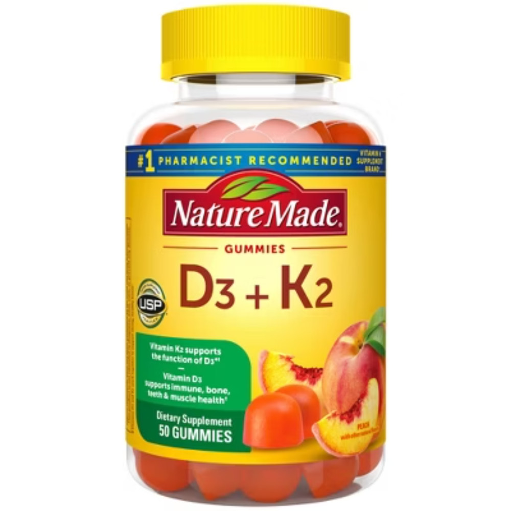 Nature Made Vitamin D3 K2 Gummies, Vitamin D 5000 – 50ct