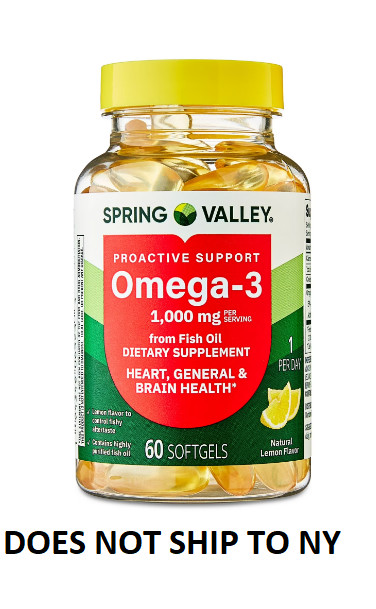 Spring Valley Proactive Support Omega-3 Fish Oil , 1000 mg, 60 Softgels