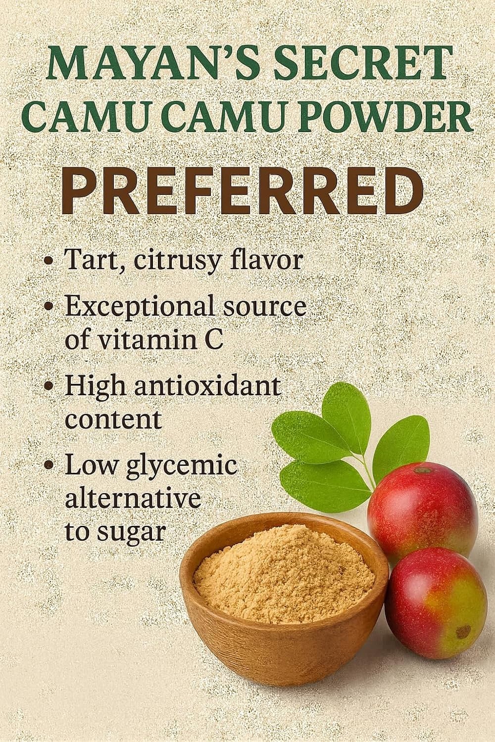 Organic CAMU CAMU fruit powder 3.5 oz Improve Mood, Vit C Max, Antioxidant
