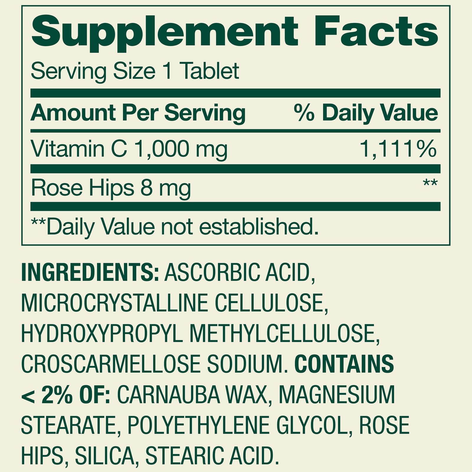 Vitamin C with Rose Hips 1000 Mg Tablets, 100 Ct