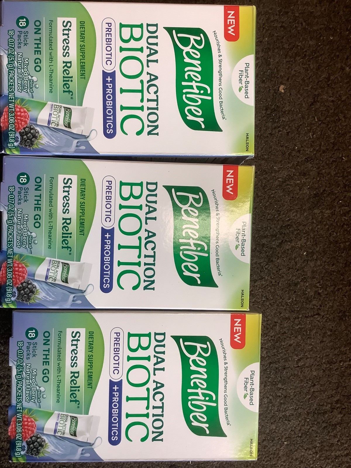 3*Benefiber Dual Action Biotic Plus Stress Relief 18 Mixed Berry Bb 06/26