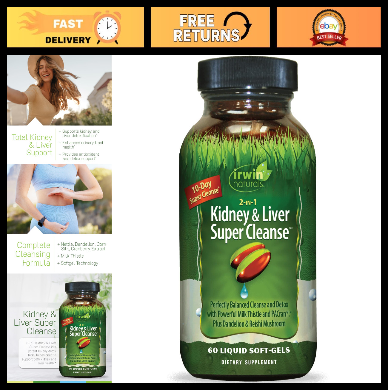 10-Day Kidney & Liver Cleanse – Detox Formula with Milk Thistle, Dandelion & Rei
