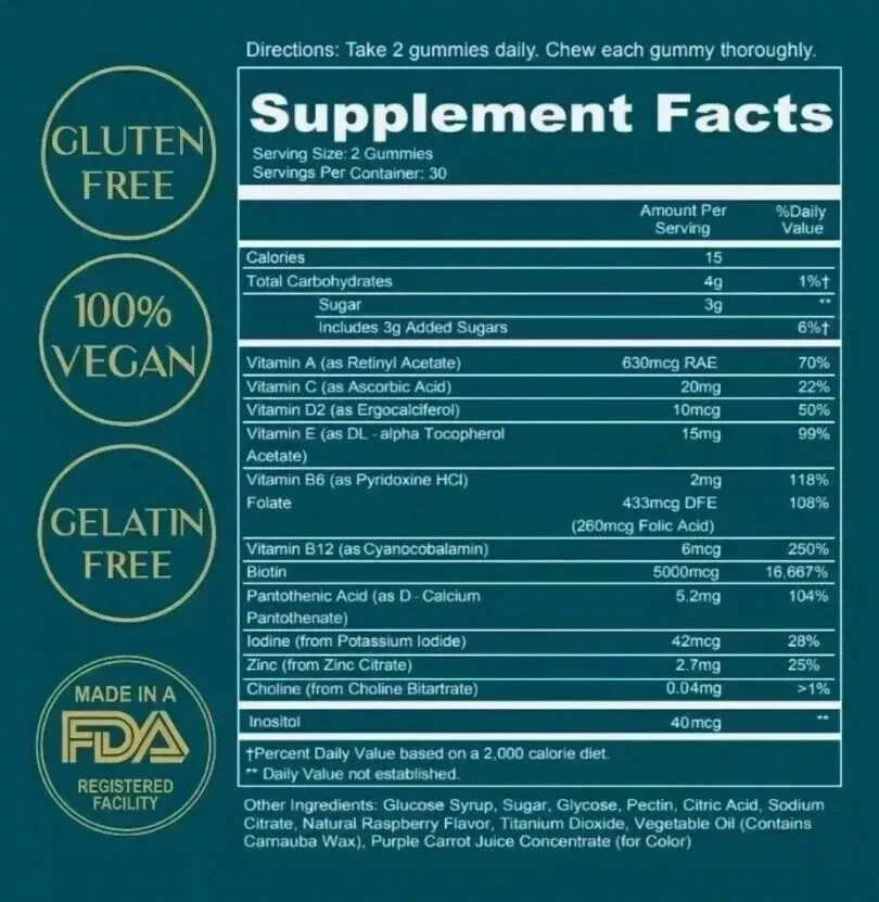 WEEM Hair Skin and Nails Gummies Supports Healthy Hair Vegan Biotin 3 package…