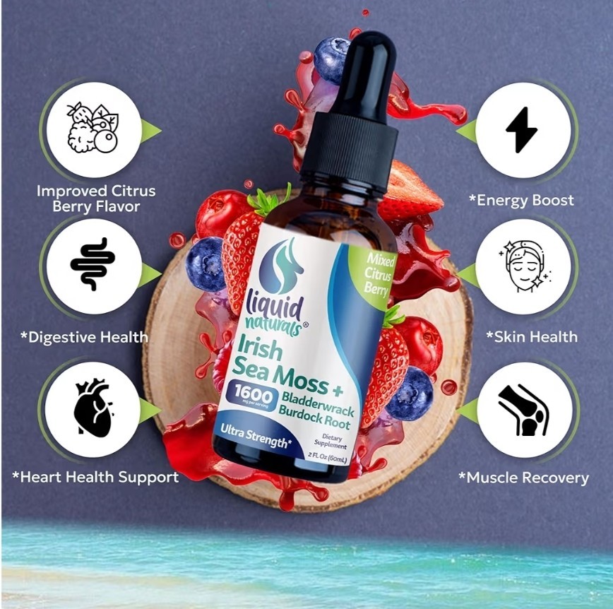 2 Pack Irish Sea Moss Liquid Drops 3200Mg Immunity Thyroid 2oz Exp 04/27