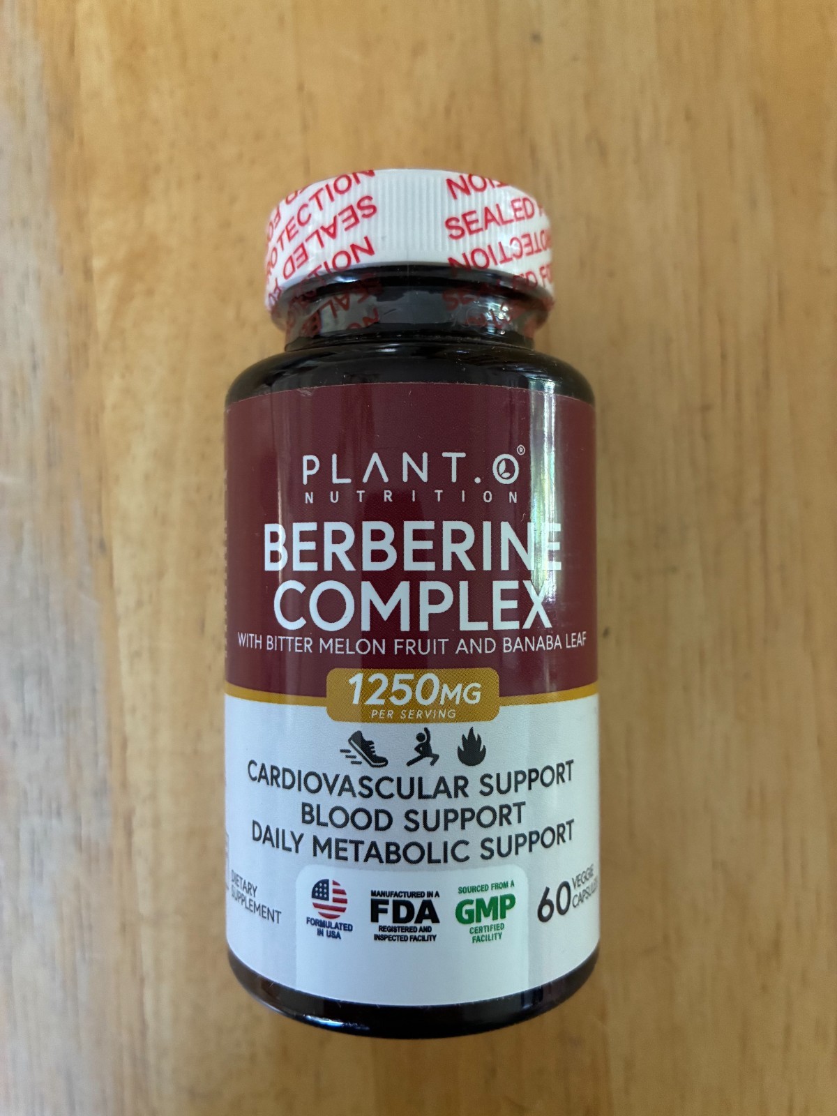 PLANT.O NUTRITION Berberine Supplement Extra Strength 1250mg HCI Complex 60 Caps