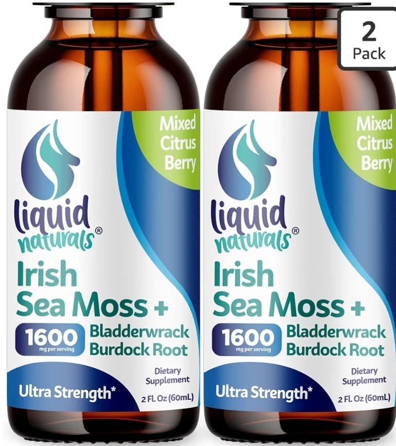 2 Pack Irish Sea Moss Liquid Drops 3200Mg Immunity Thyroid 2oz Exp 04/27
