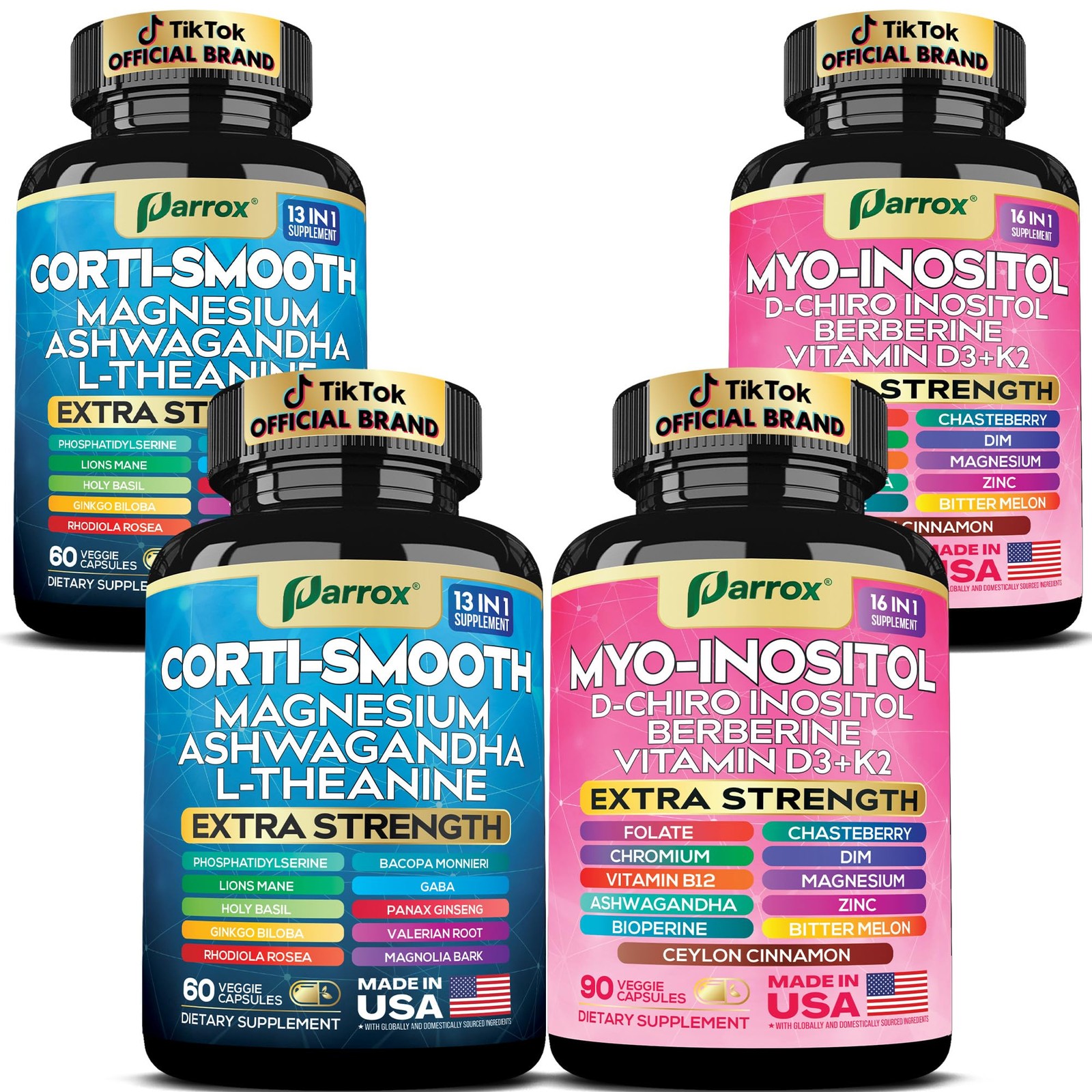 Parrox Cortisol Myo-Inositol Supplement Bundle Soothe Smooth Bundle Cortisol