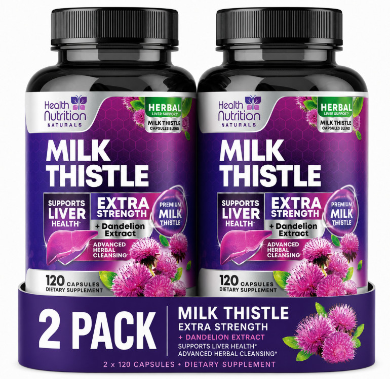 ( 2 pack) Milk Thistle Supplement for Liver Detox and Cleanse 1000mg