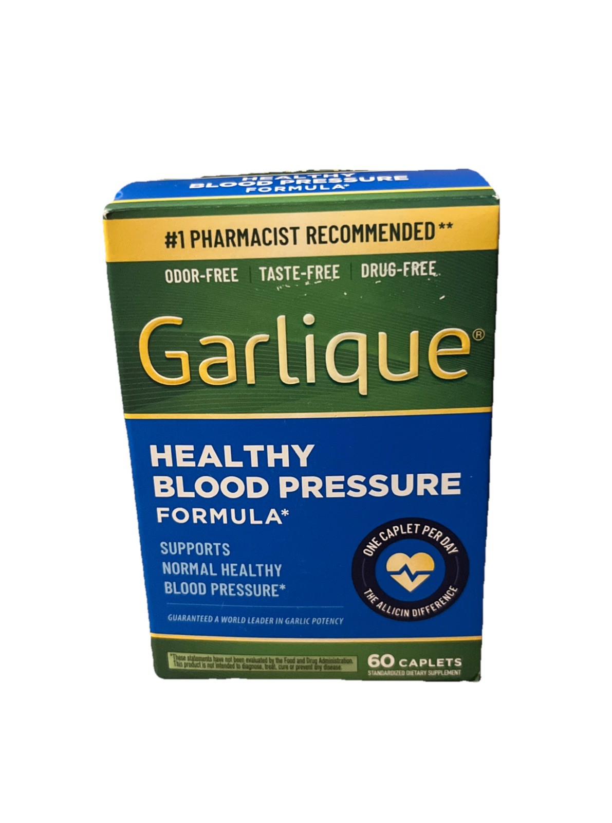 Garlique Healthy Blood Pressure Formula – 60 Caplets – NEW