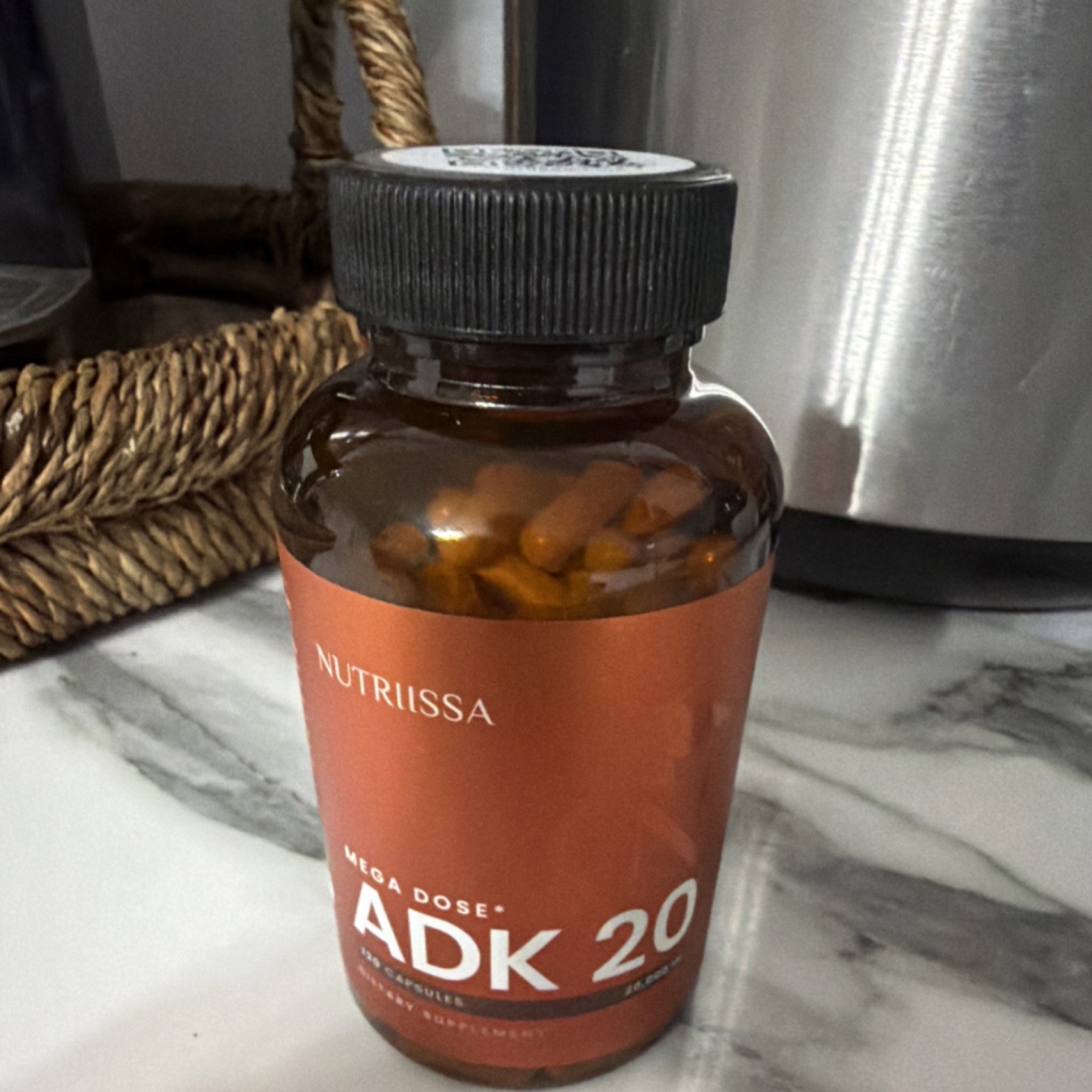 Nutrissa ADK 20 Vitamin A Retinyl Acetate D3 Cholecalciferol K2 MK-7 120