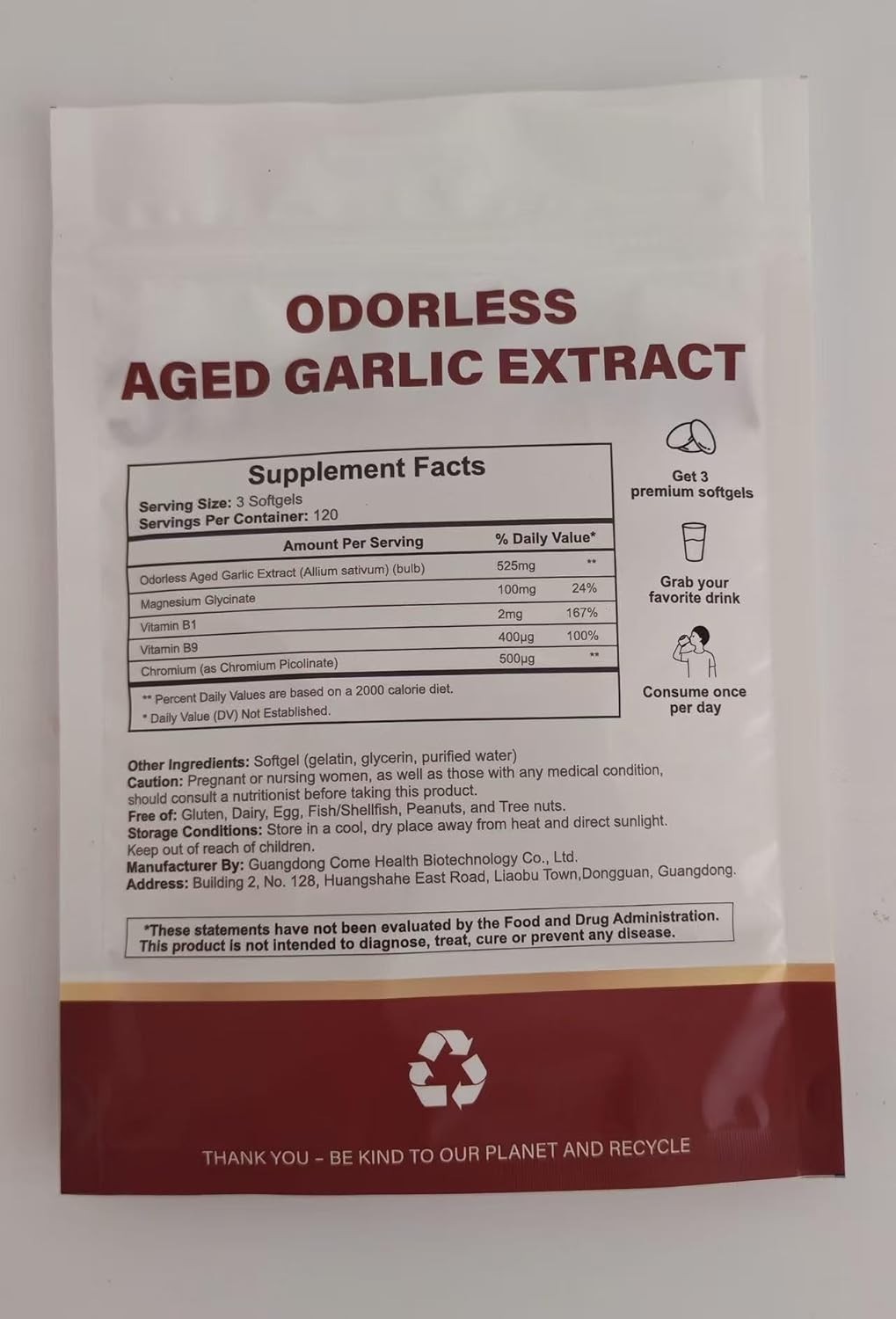 Aged Garlic Extract 360 Softgels, Odorless 2-Year Aged Garlic with Magnesium