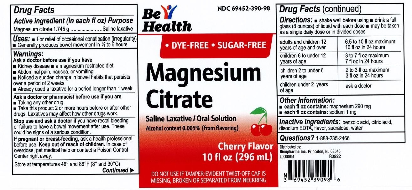 Be Health Magnesium Citrate Liquid CHERRY Flavor Saline Laxative 10 fl oz