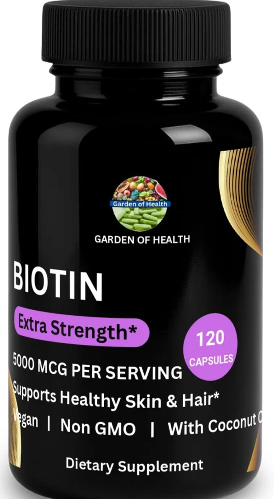 Biotin 5000mcg Extra Strength Hair Skin Nails Growth Support 120 Capsules Vegan