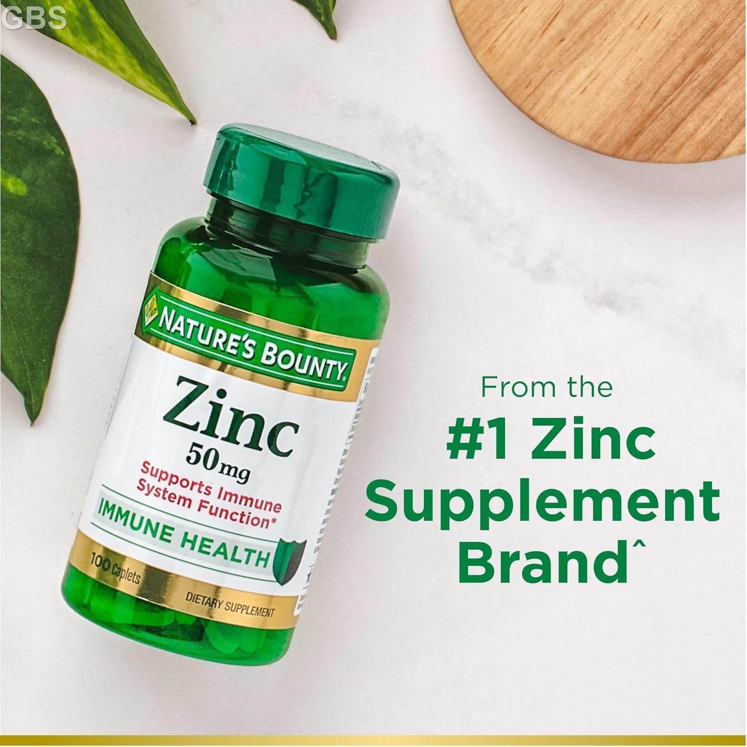 Nature’s Bounty Zinc 50mg Caplets 100 Count (Pack of 2) Immune System Support