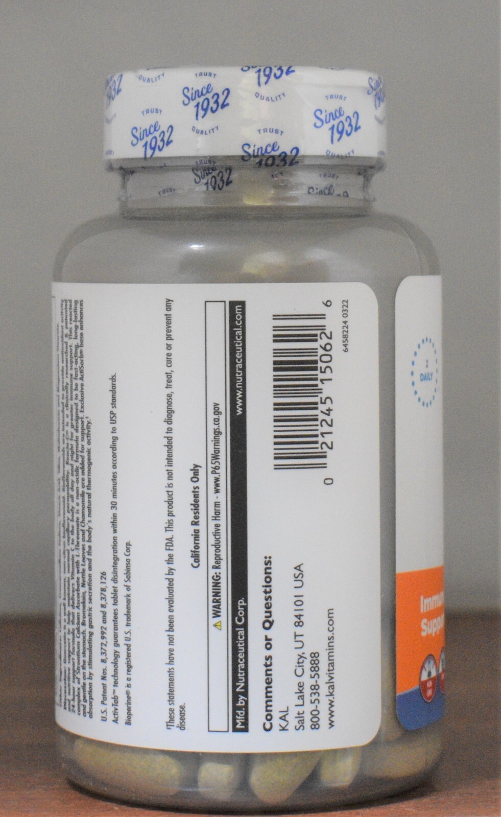 KAL Quercetin Reacta C Bromelain 60 Tablets Immune System Support Vitamin C