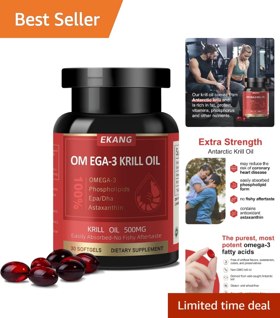 Antarctic Krill Oil 500 mg – Omega-3 Softgel Formula for Heart & Joint Vitality