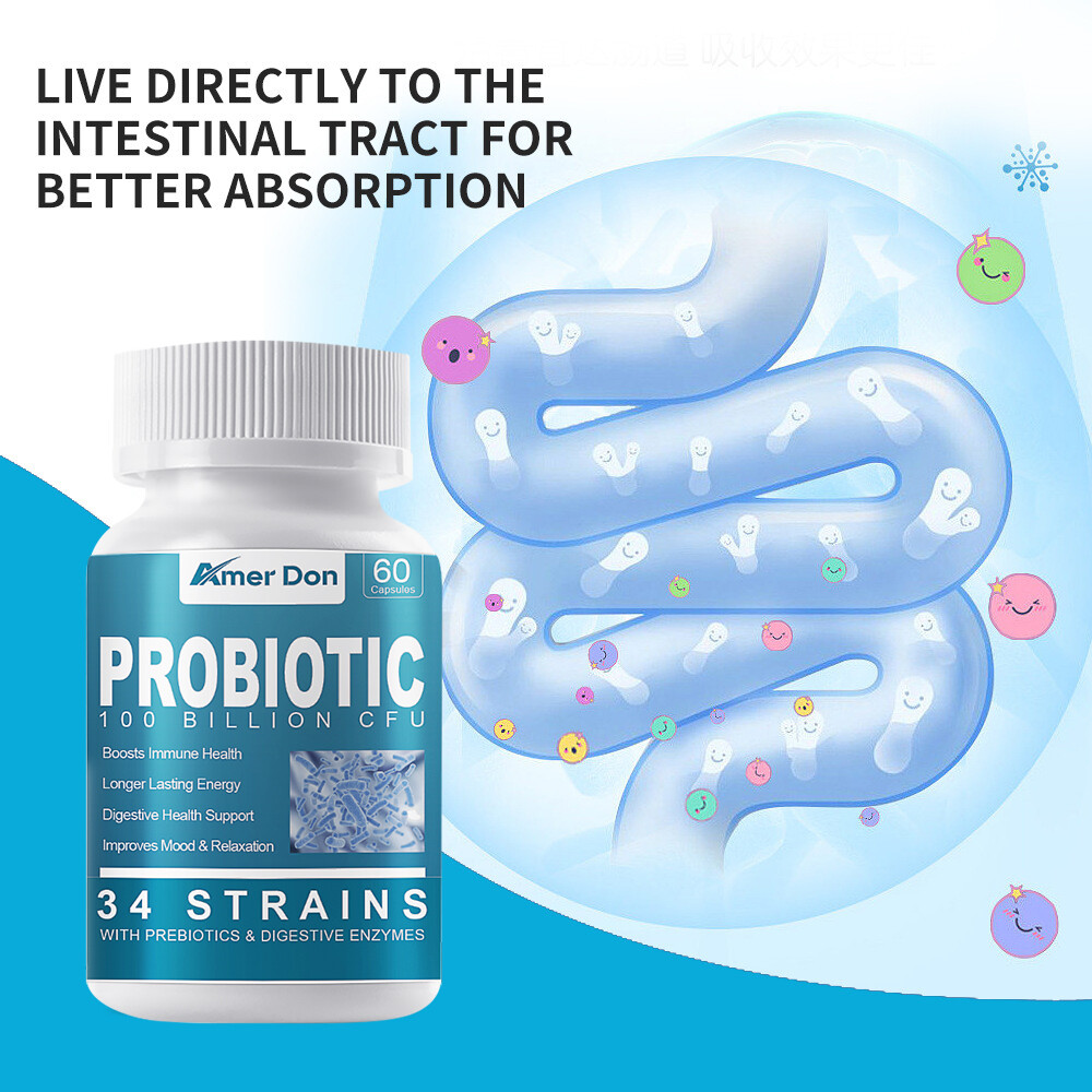 Gut Health Supplements – Raw Probiotics Digestive Enzymes, Bloating Relief 60ct
