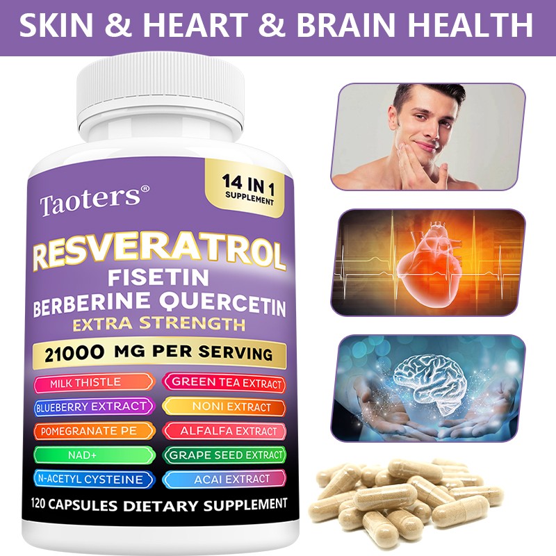 Resveratrol Capsules – W/ NAD+, Berberine, Quercetin, Grape Seed, Milk Thistle