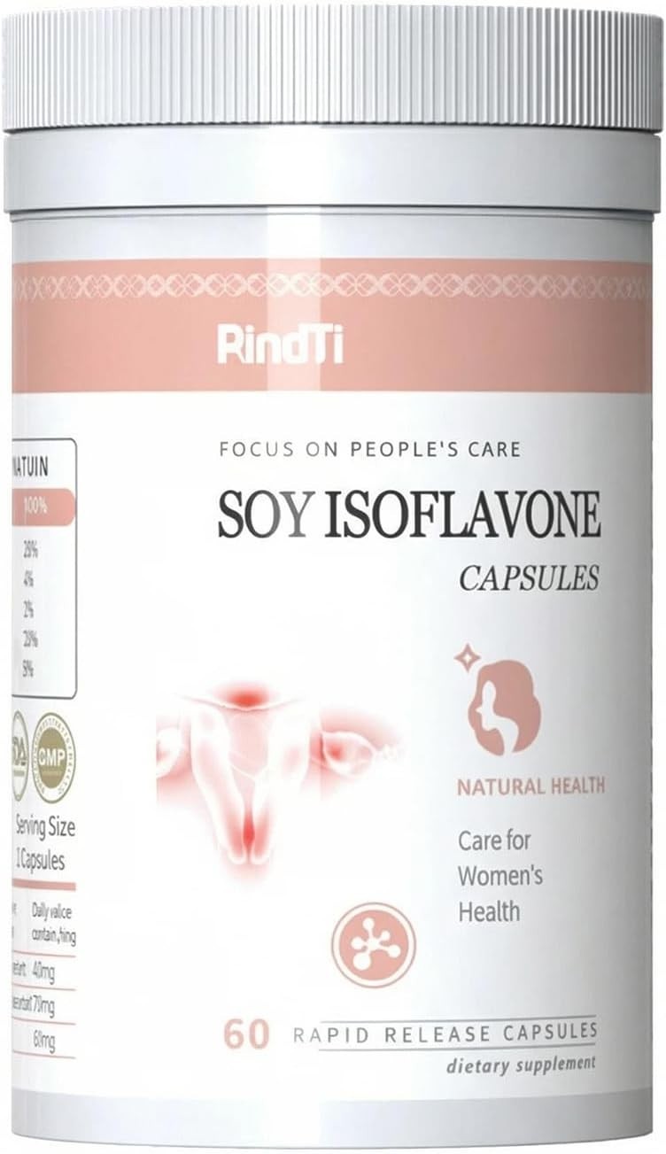 Soy Isoflavones Capsules, Menopause Supplement for Women, Gluten Free, Hot Fl…