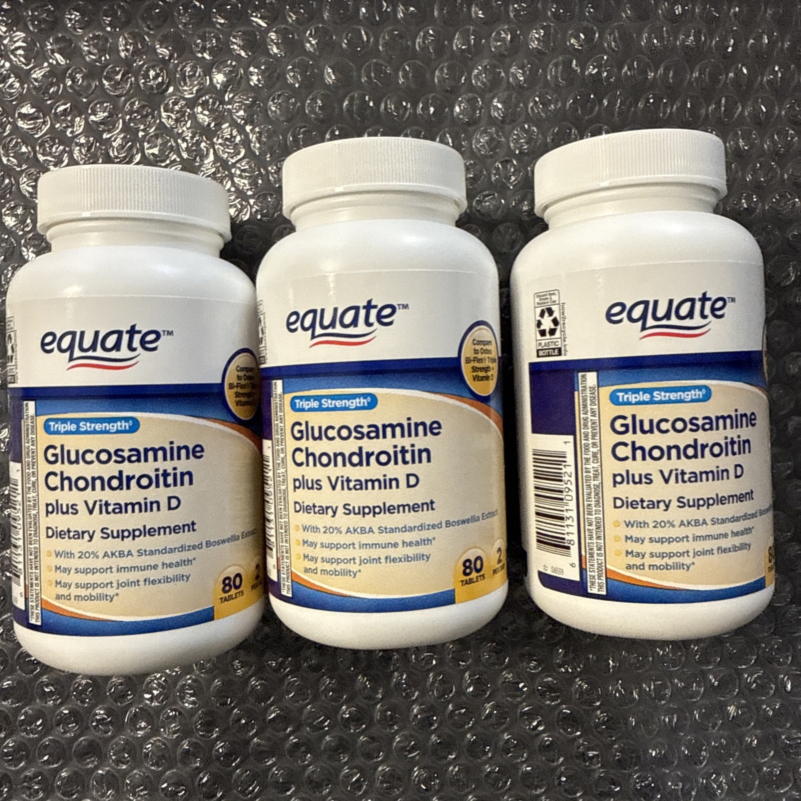 Equate Triple Strength Glucosamine Tablets 80ct 3-Pack Joint Health Vitamin D