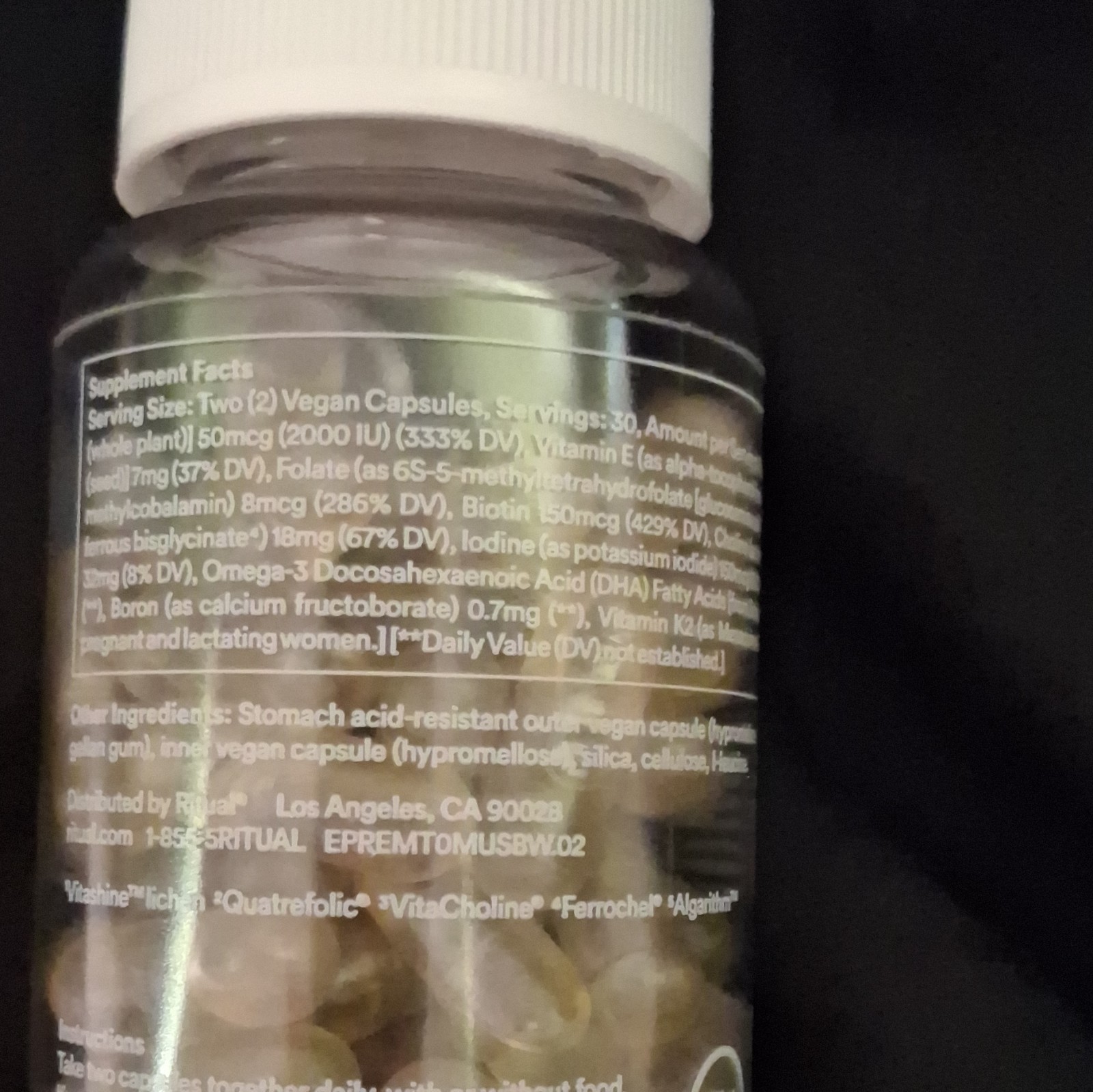 Ritual Essential Prenatal Multivitamin for Women Vegan Daily Capsules 60