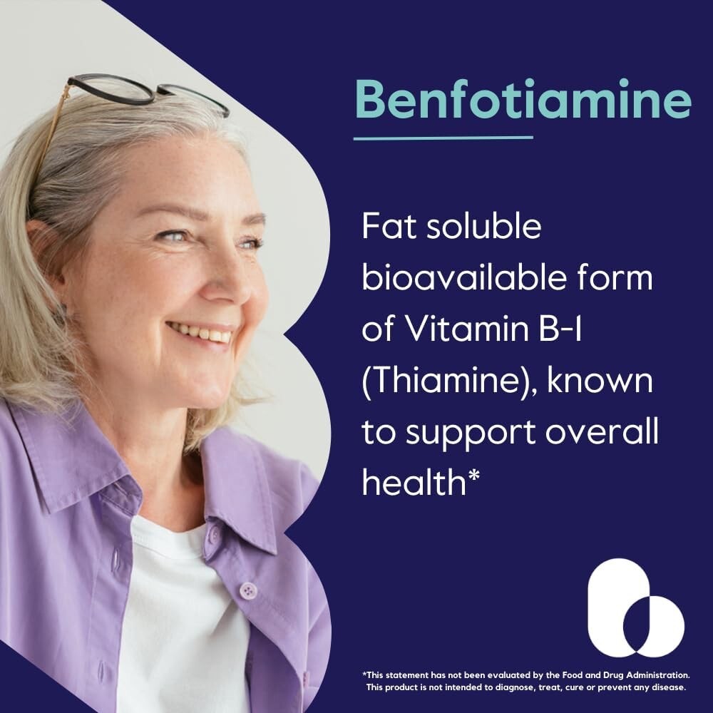 Bestvite Benfotiamine 300mg (60 Vegetarian Capsules)-No Stearates-Non GMO