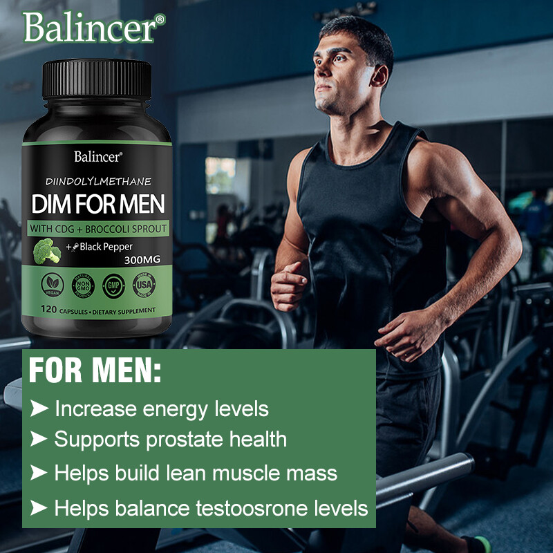 DIM (Diindolylmethane) for Men 300mg, 30/60/120 Capsules with BioPerine
