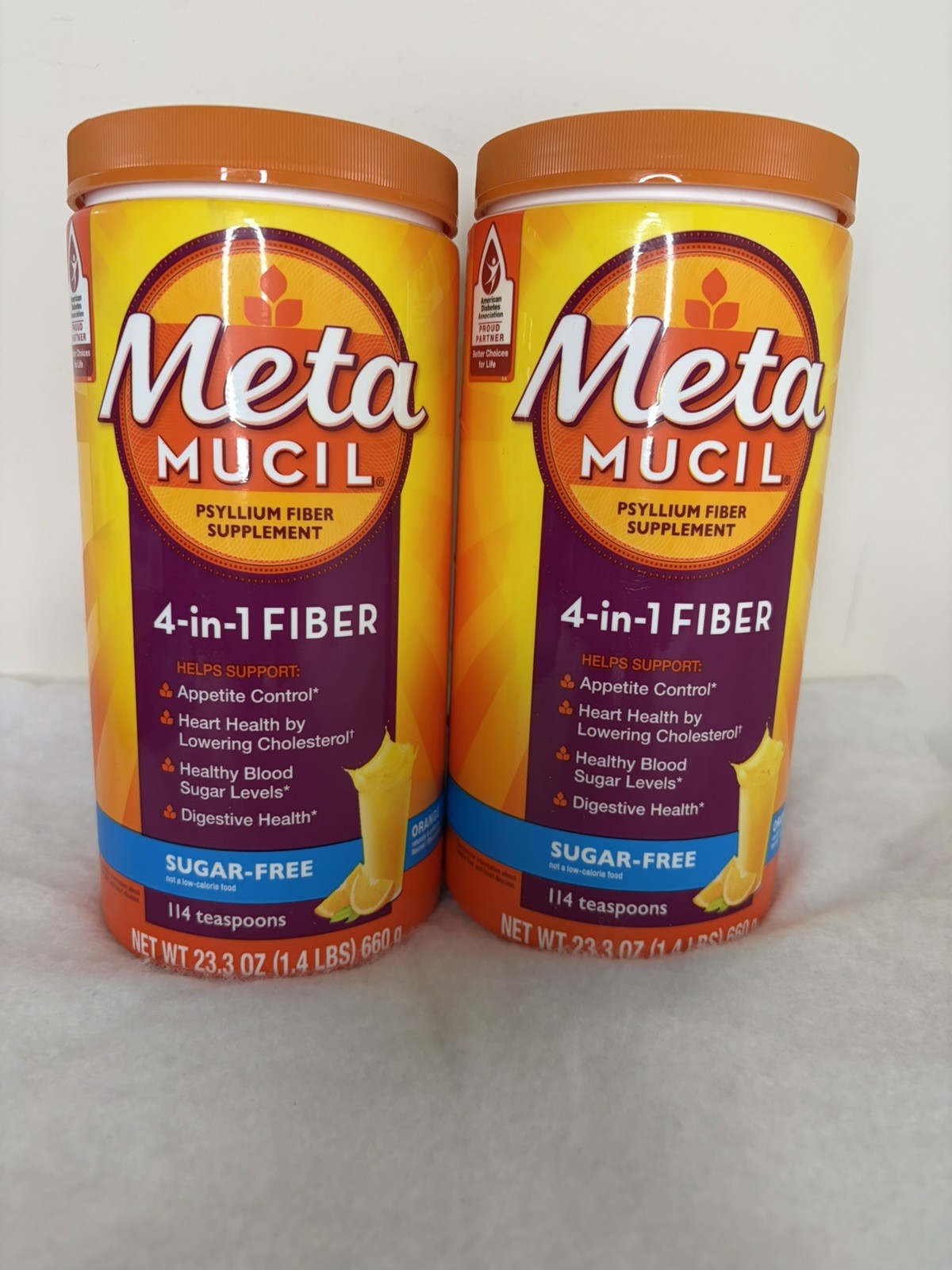 2-Metamucil 4-in-1 Psyllium Husk Fiber Supplement, Sugar-Free, 114 teaspoons