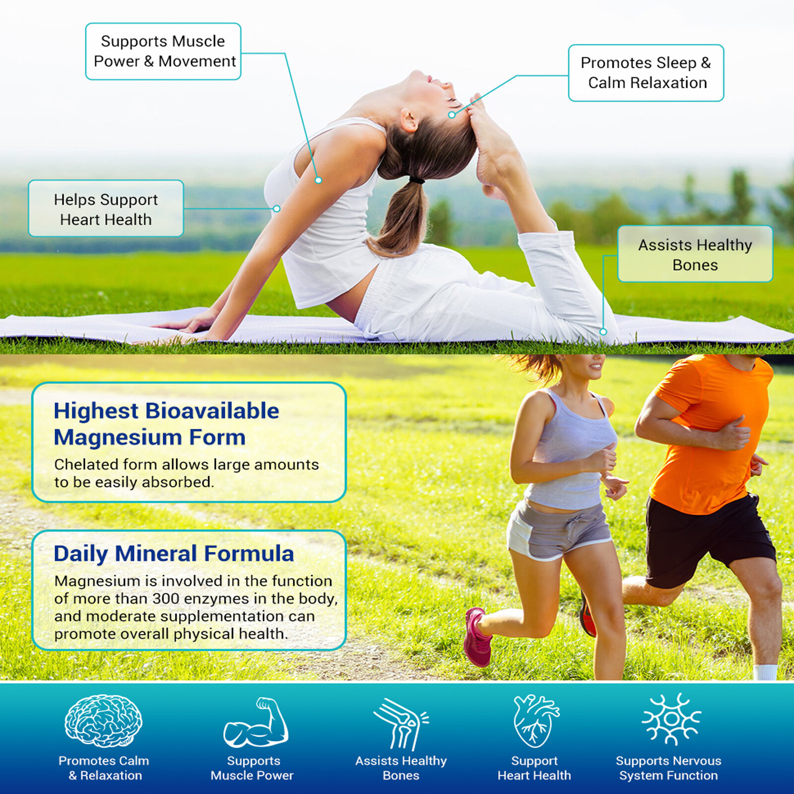 Magnesium Glycinate 500mg 240 Capsules For Improved Sleep Stress Anxiety Relief