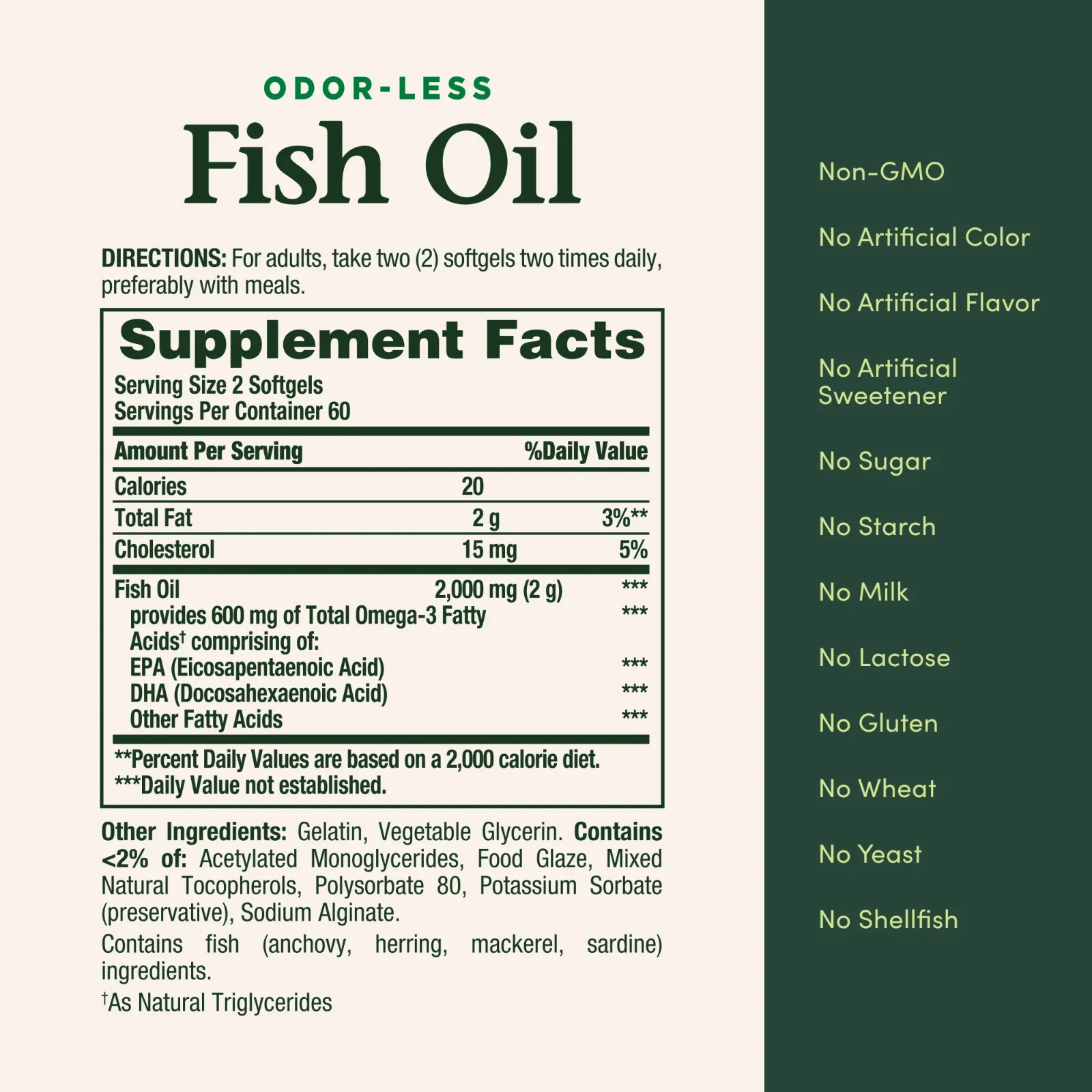 Nature’s Bounty Fish Oil 1000 mg, Odorless, 120 Coated Softgels, 300mg Omega-3