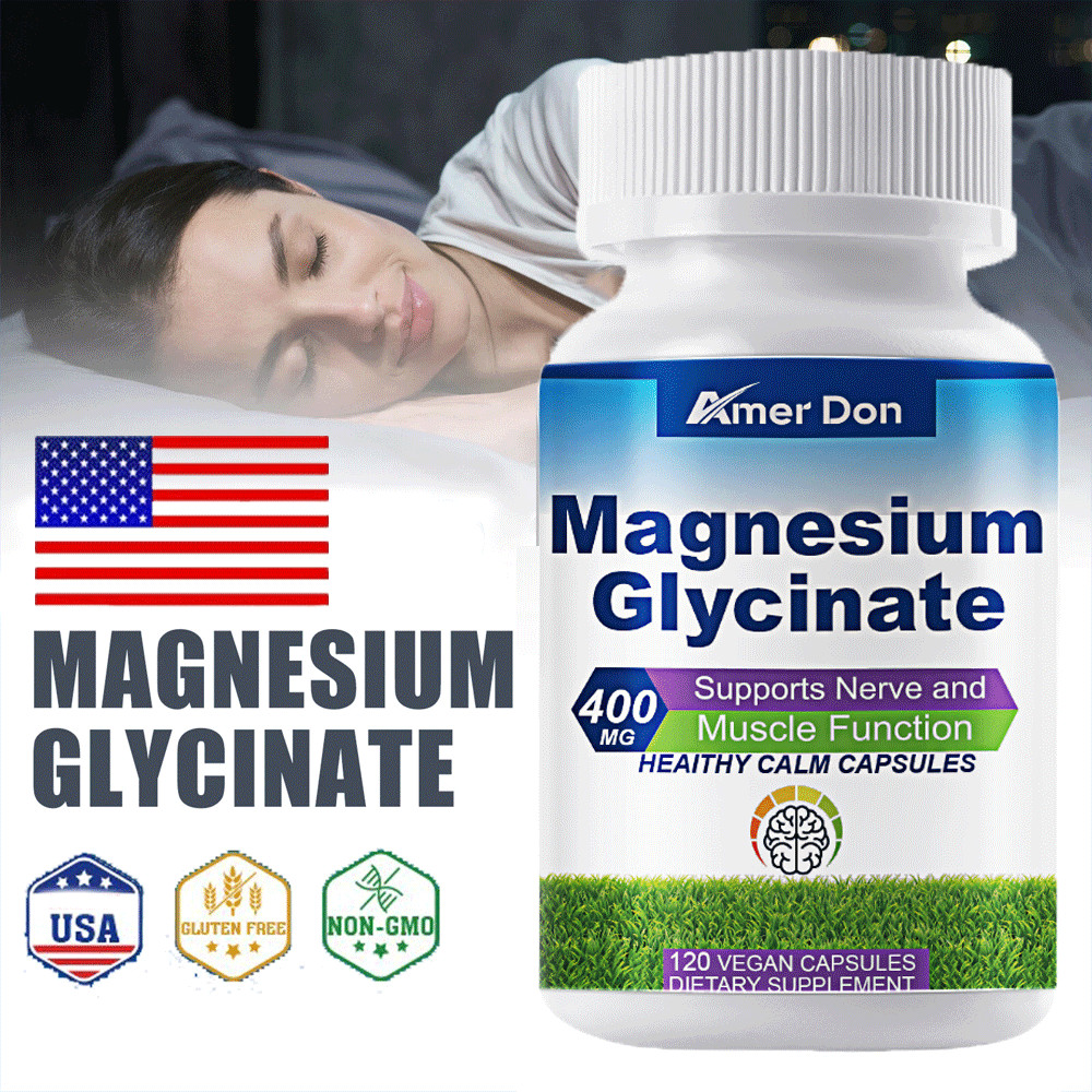 Magnesium Glycinate 400mg – 120 Capsules For Sleep, Stress Relief Support Bone