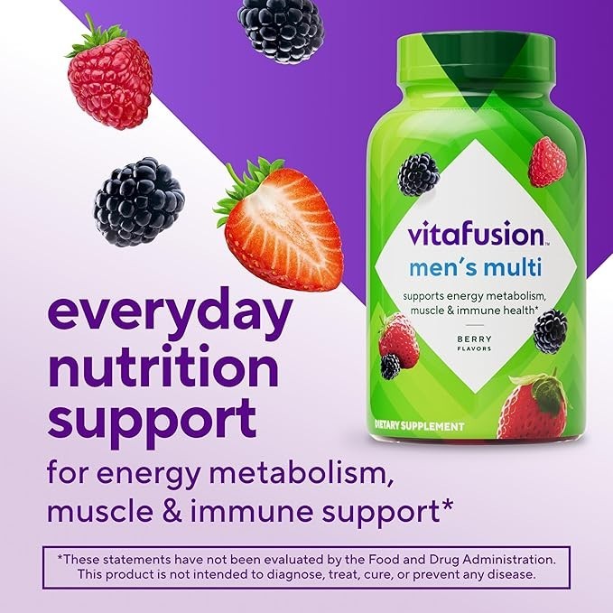 Vitafusion Adult Multivitamin Gummies for Men, Berry Flavored, A, C, D, E, B
