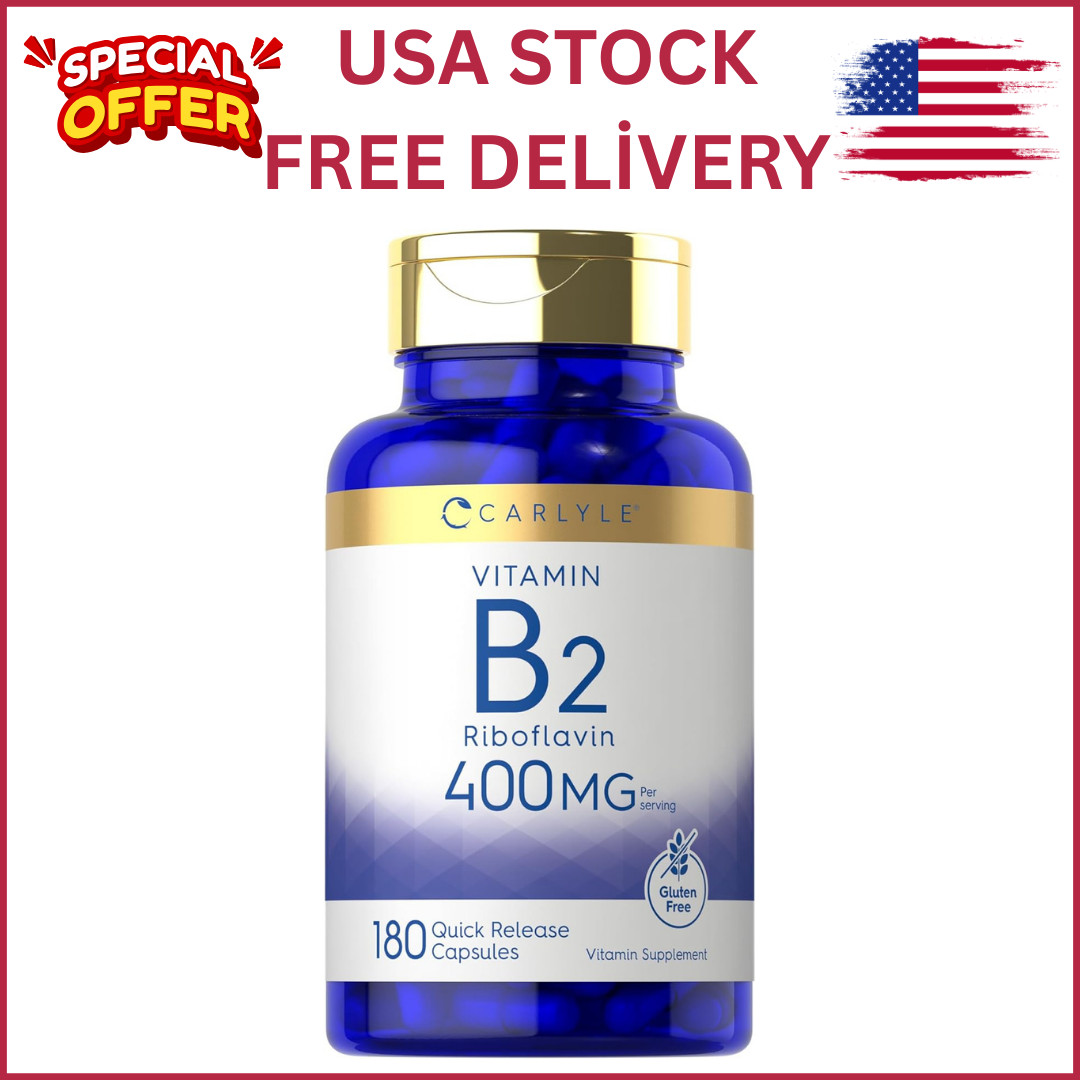 Carlyle Vitamin B-2 400mg 180 Count Non-GMO Gluten Free Supplement B2 Riboflavin