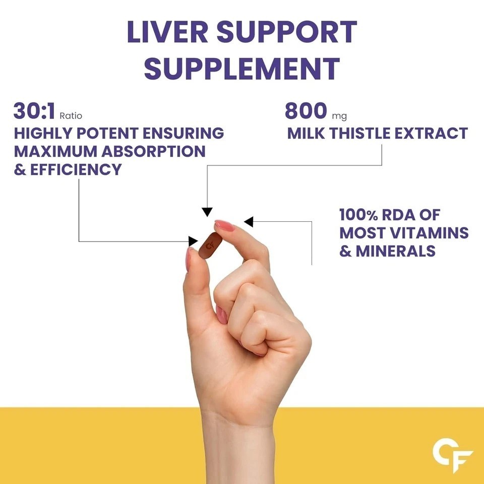 Liver Support Supplement with Milk Thistle Extract 800mg 30 Veg Tablets S896