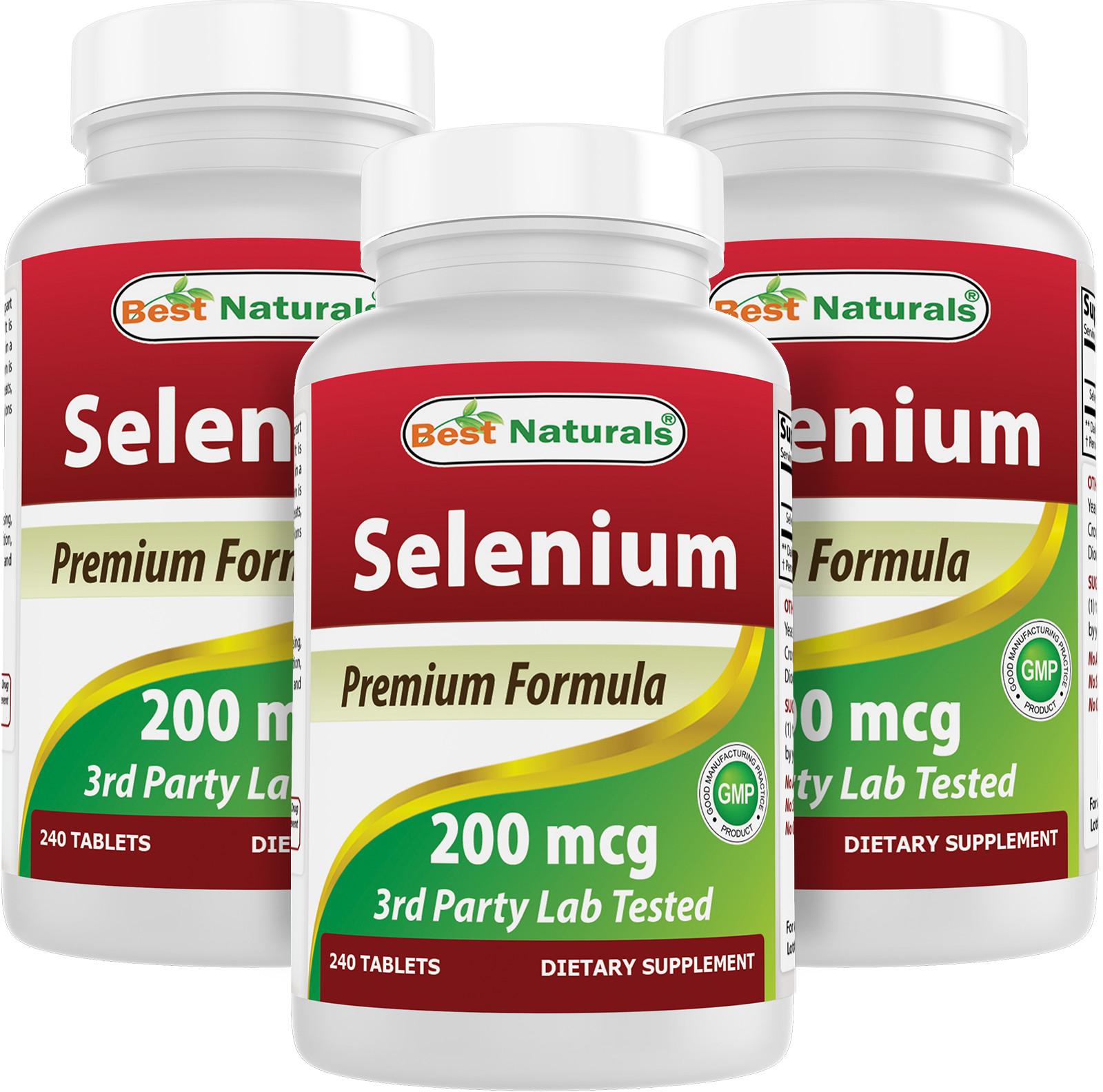 3 Pack Best Naturals Selenium 200 mcg 240 Tablets