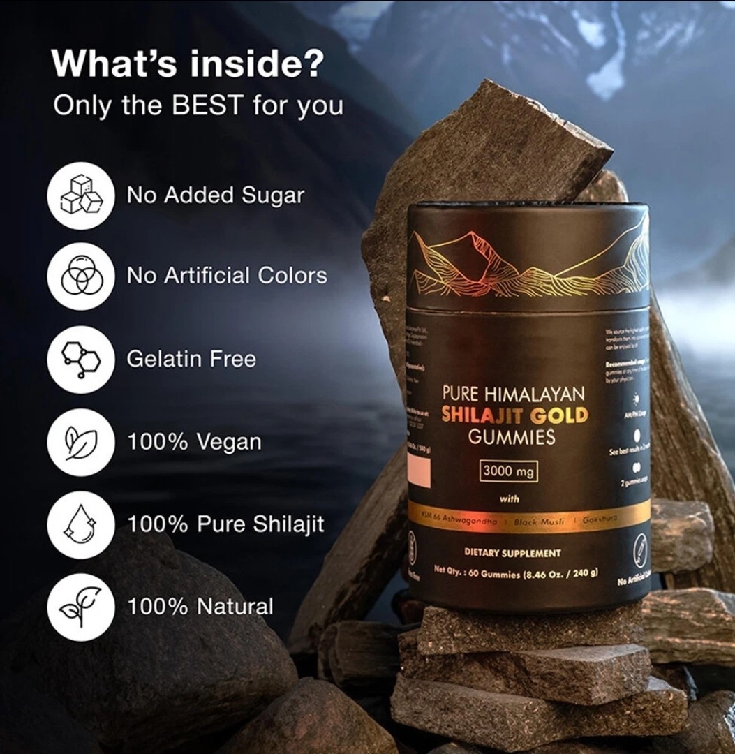 Pure Himalayan Shilajit Gold Gummies 3000mg With Ashwagandha Gokshura