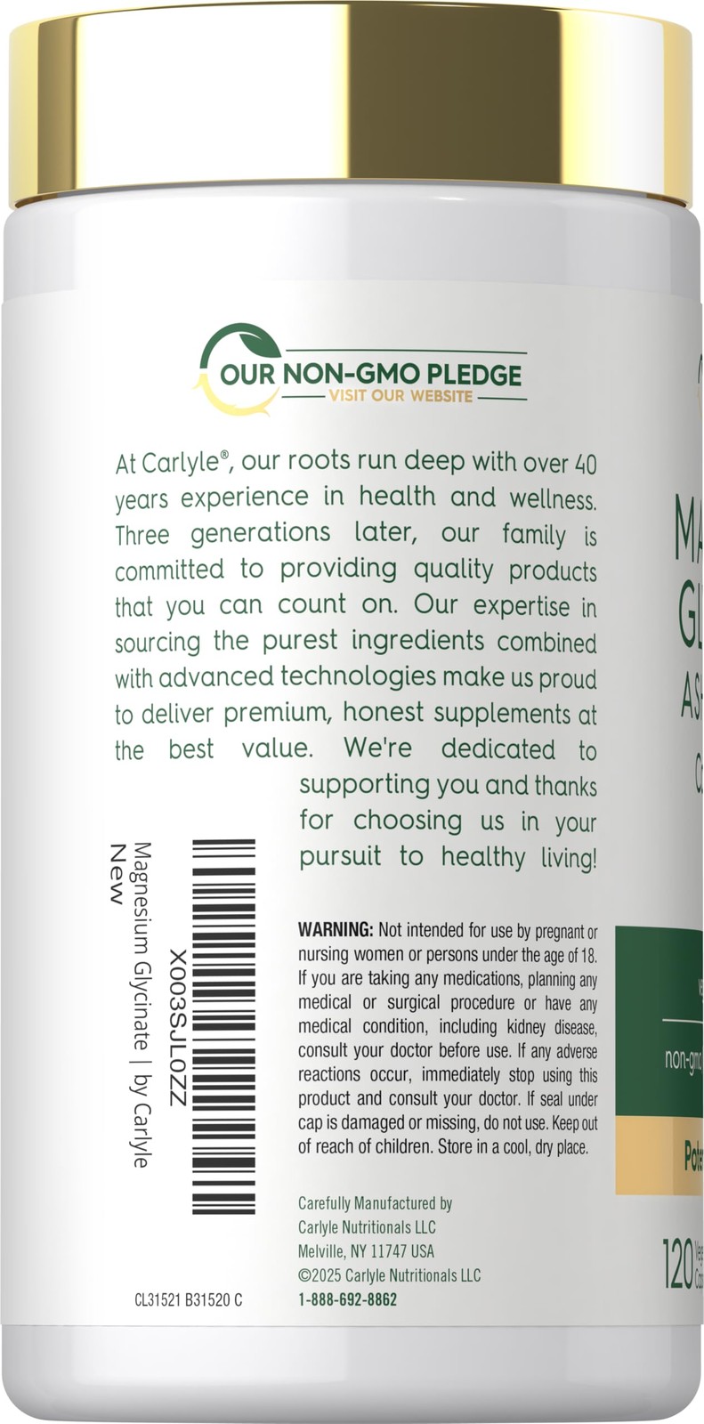 Carlyle Magnesium Glycinate with Ashwagandha | 120 120 Count (Pack of 1)