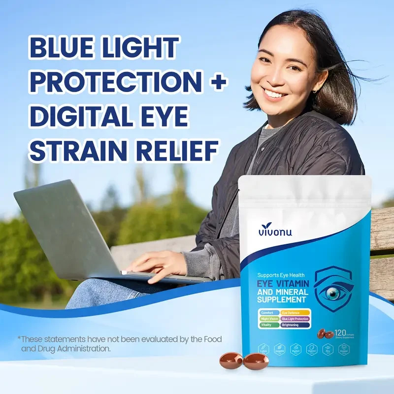 Blueberry Eye Vitamins 120 Capsules | 2-Year Shelf, Vision & Blue Light Support