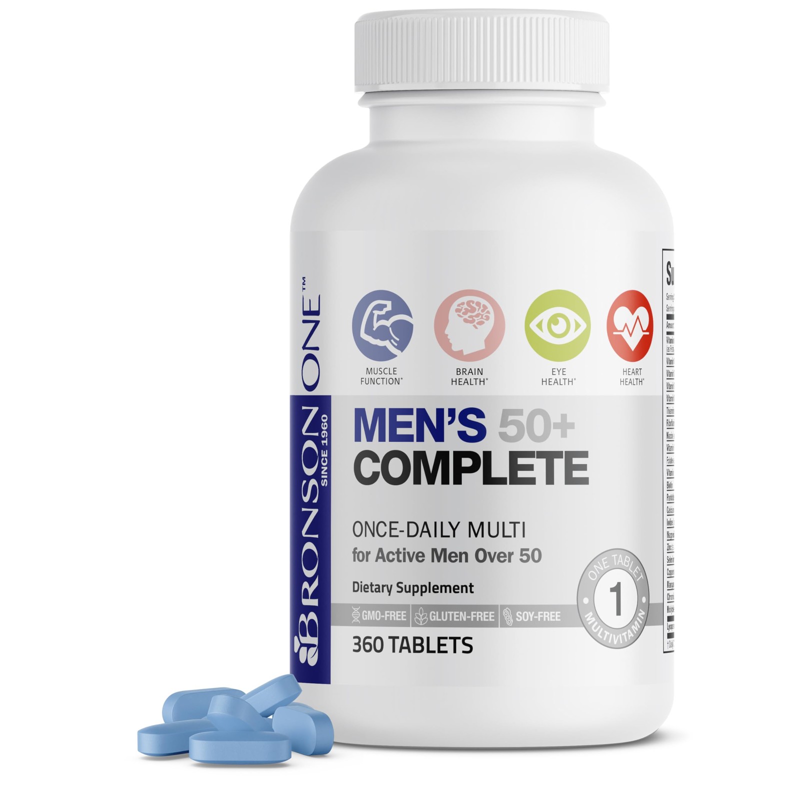 Bronson ONE Daily Mens 50+ Complete Multivitamin 360 Count (Pack of 1)