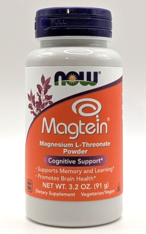 NOW Foods Magtein Magnesium L-Threonate Powder, 3.2 oz. / 46 Servings, Exp. 1/29