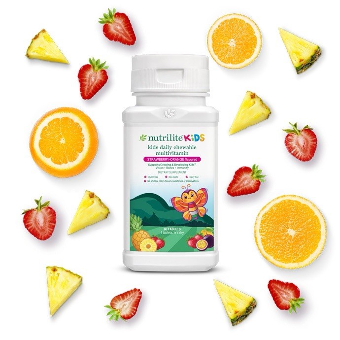 NUTRILITE® Kids Chewable | Strawberry- Orange flavored |60 tabs NEW SEALED 12/26
