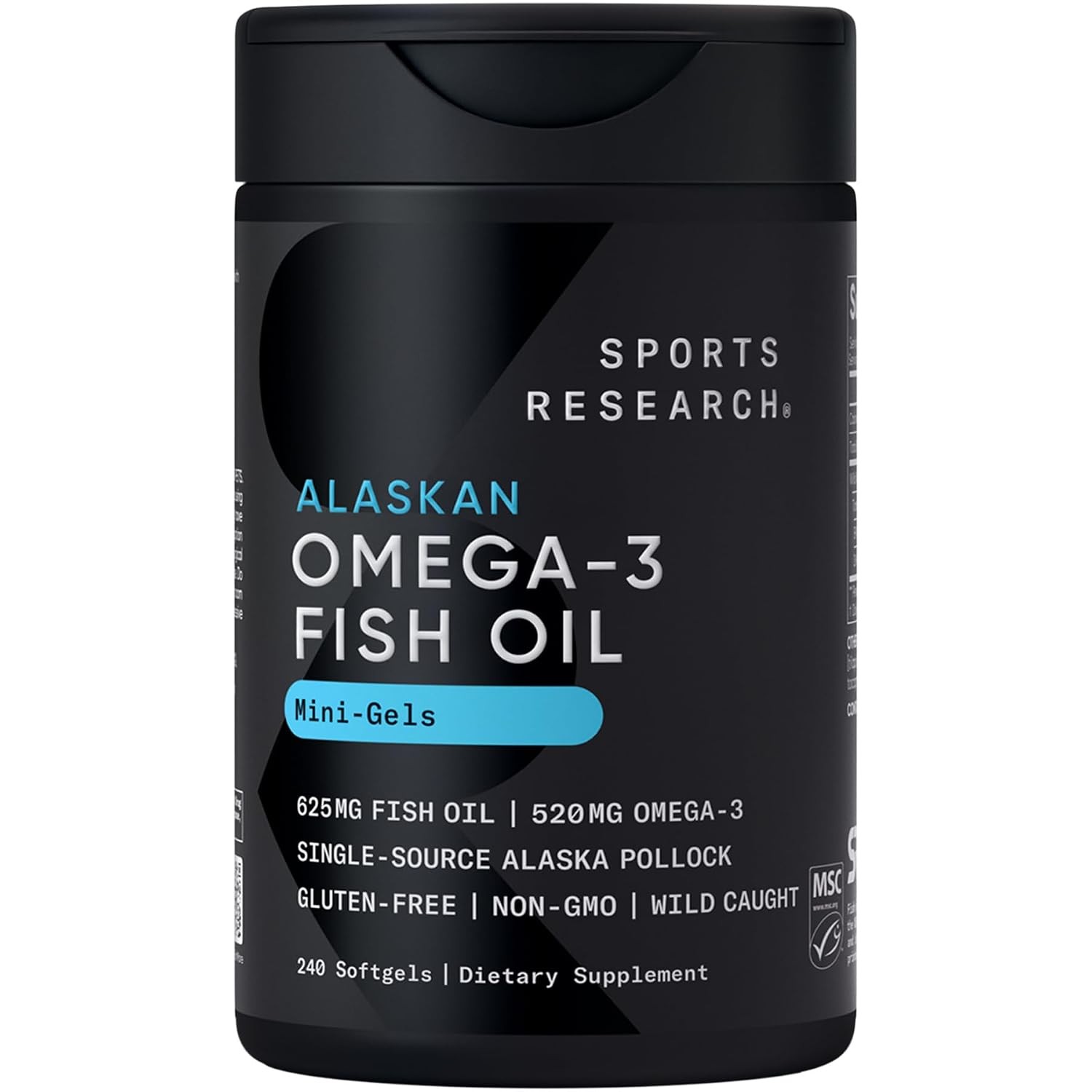 Wild Alaskan Omega 3 Fish Oil 625mg Mini Gels 240 Count Heart Health Supplements