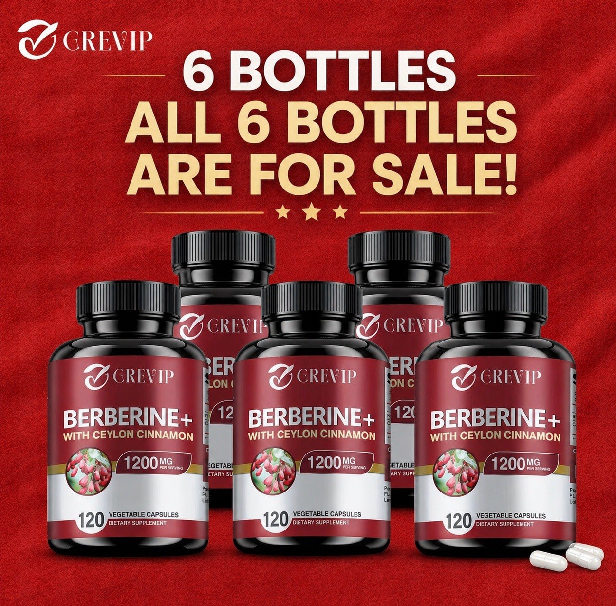 Berberine with Ceylon Cinnamon 7200mg (6 Bottles)