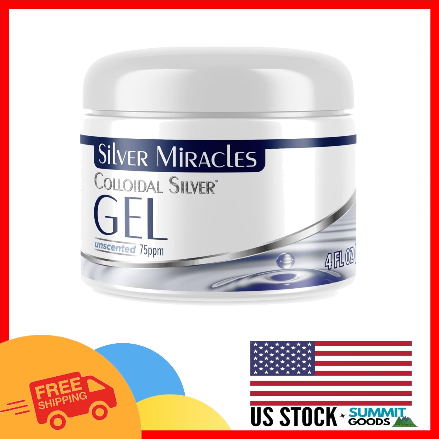 Gentle Healing Gel – Unscented Colloidal Silver for Skin Irritations, 4 Oz Jar
