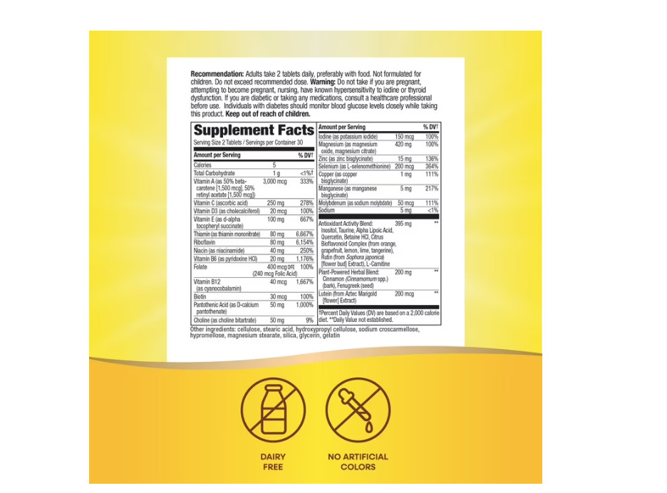 Nature’S Way Alive! Diabetic Multivitamin, Alpha Lipoic Acid, High Potency B-Vit