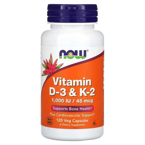 NOW Foods Vitamin D-3 and K-2 120 Veg Capsules