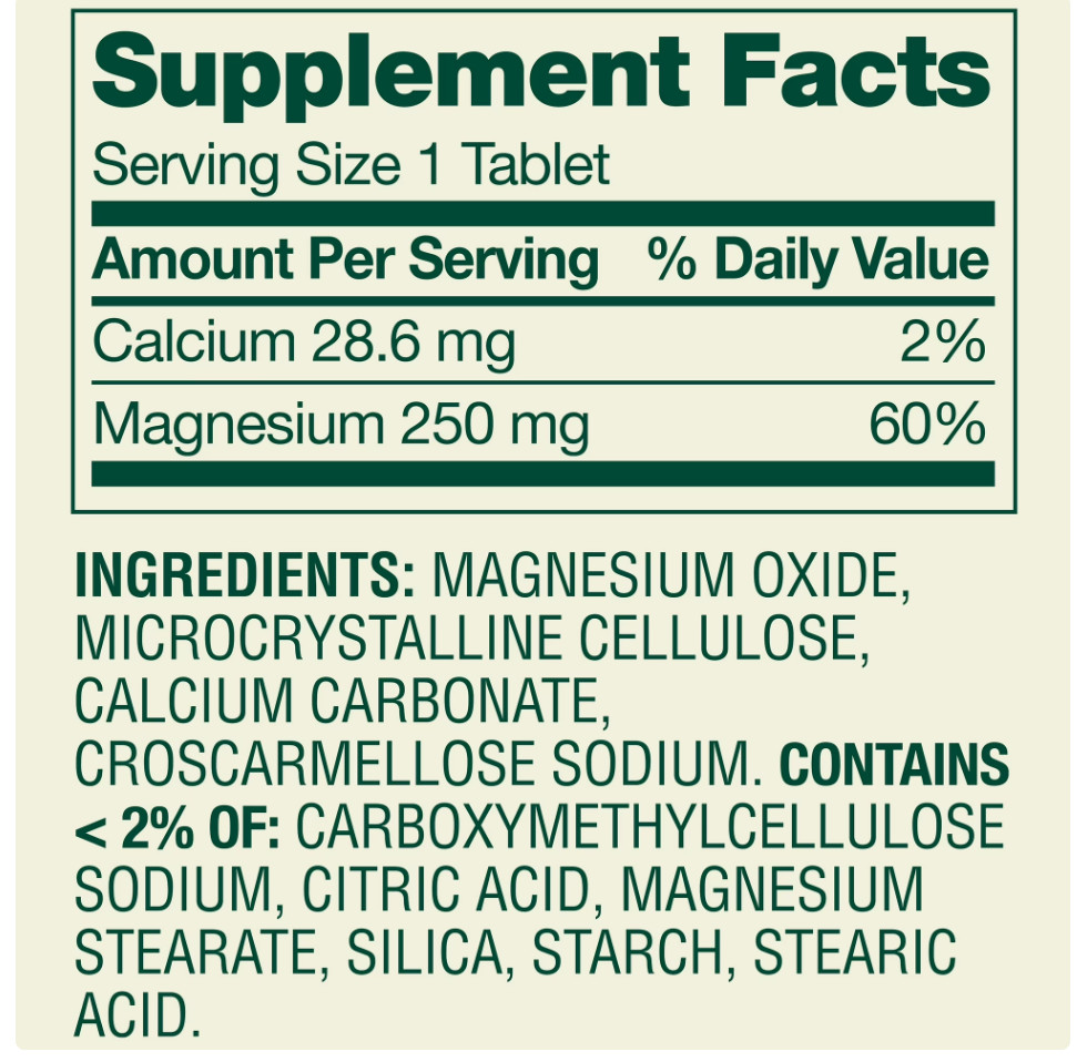 2-Pack Spring Valley Magnesium Supplement Tablet for Bone Health, 250mg 250ct