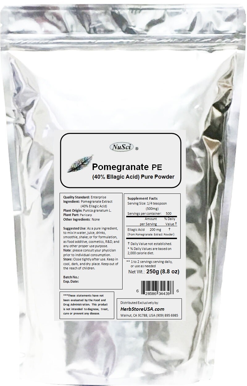 NuSci 8.8 oz Pomegranate Extract pure powder 40% Ellagic Acid 250g antioxidant