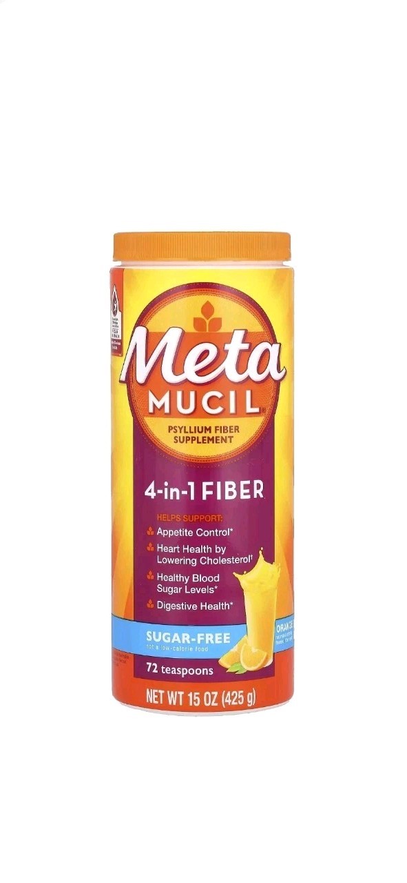 Metamucil Sugar Free Psyllium Husk Fiber Supplement Orange 15 OZ- 72 Servings